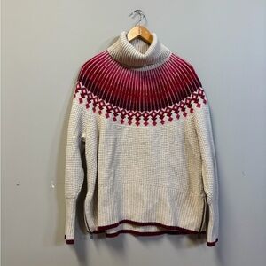 L.L.Bean SuperSoft Waffle Sweater Turtleneck Fair Isle XL Plus Size